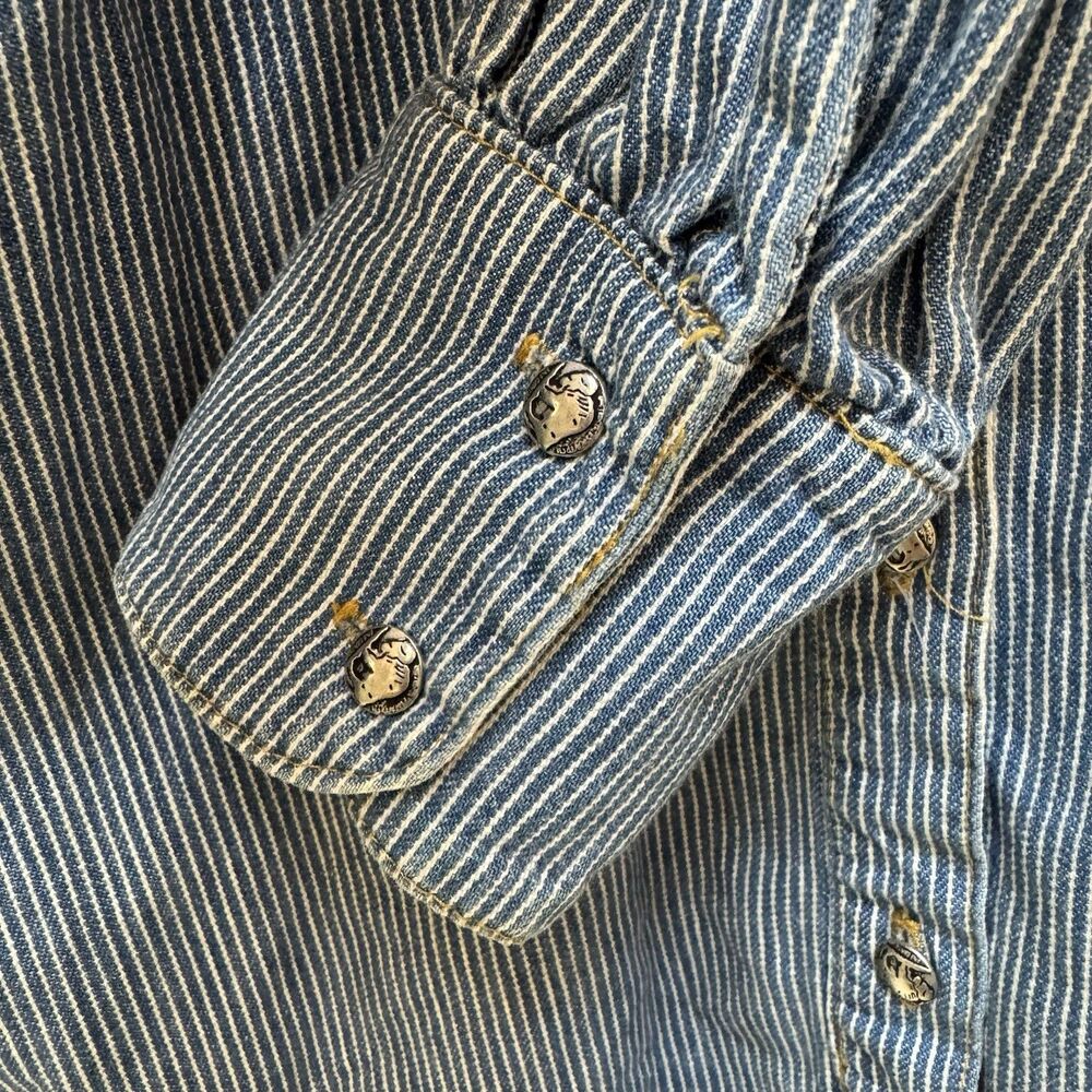 Desert West Vintage Western Button Up Shirt Medium Boot Pinstripe Made In USA - Picture 7 of 10
